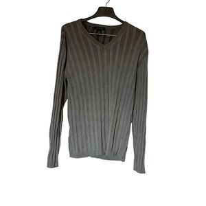 Calvin‎ Klein Men's V-Neck Gray Cotton Sweater XL Minimal Classic